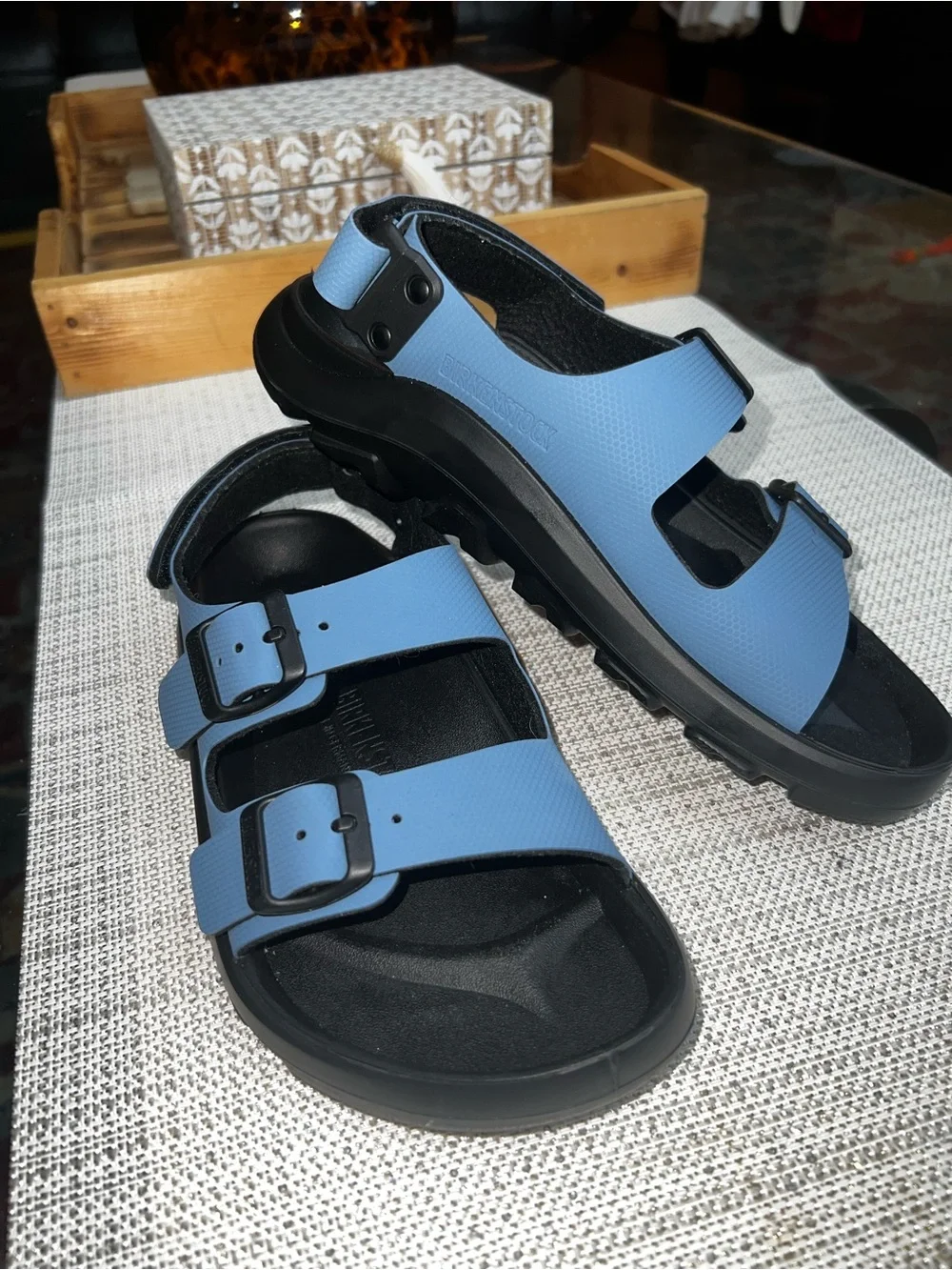 Birkenstock Mogami Women's Terra Birko-Flor Sandals in Blue and Black